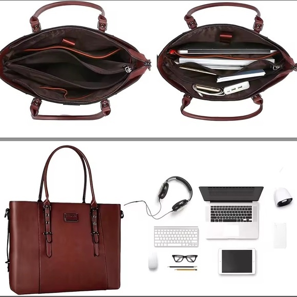 Mosiso Handbags - Chic Burgundy Leather Tote Bag